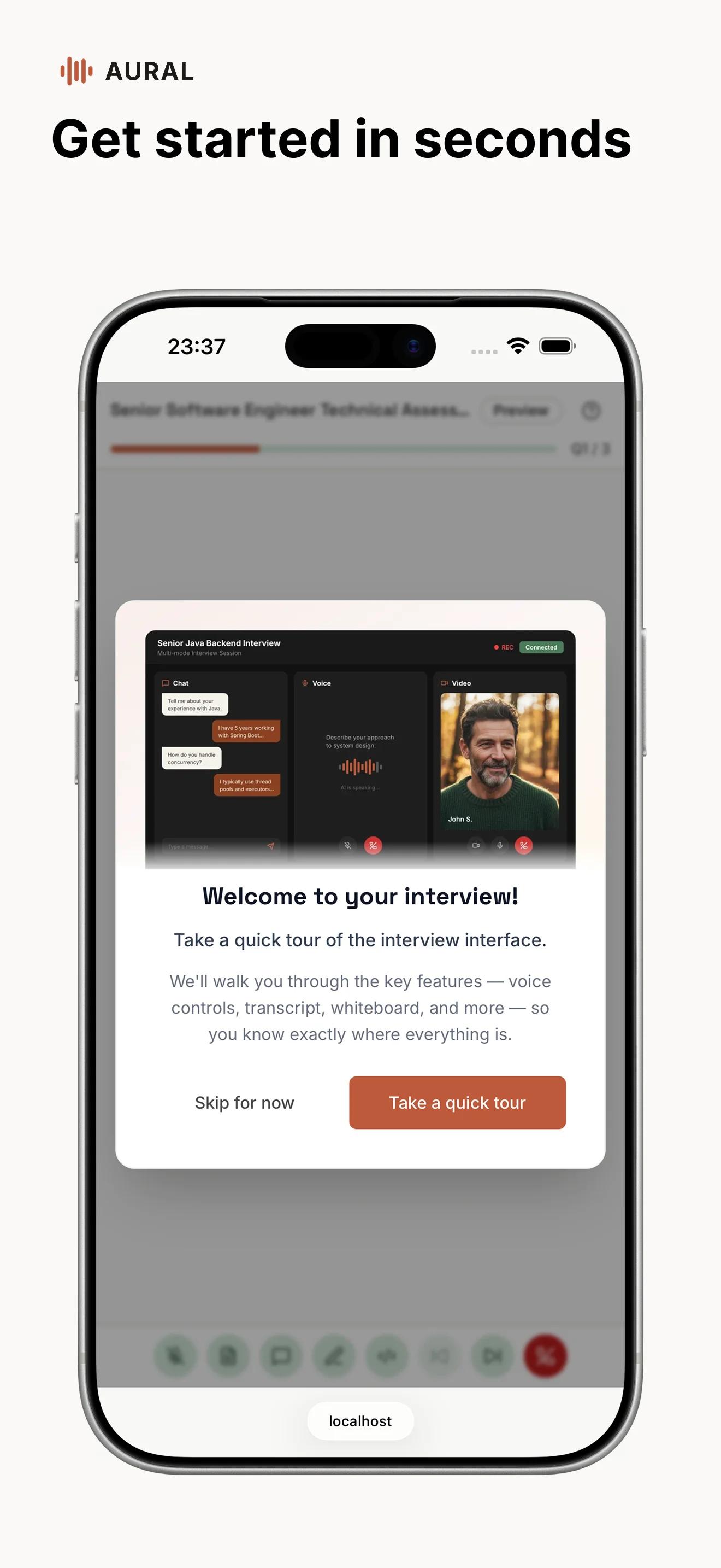 Session report on mobile with per-question scores and feedback