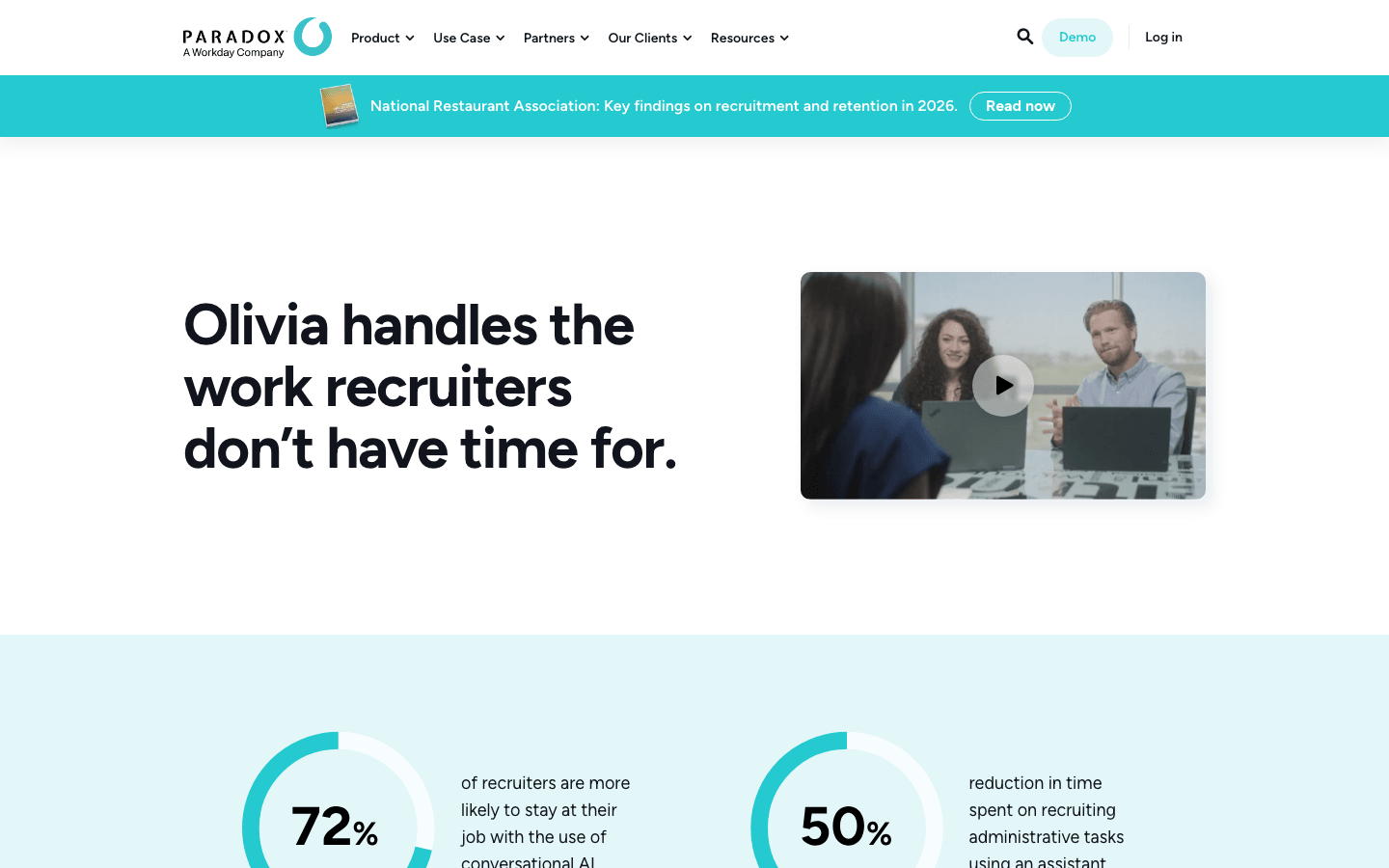 Official Paradox recruiters page screenshot showing Olivia, captured on May 17, 2026