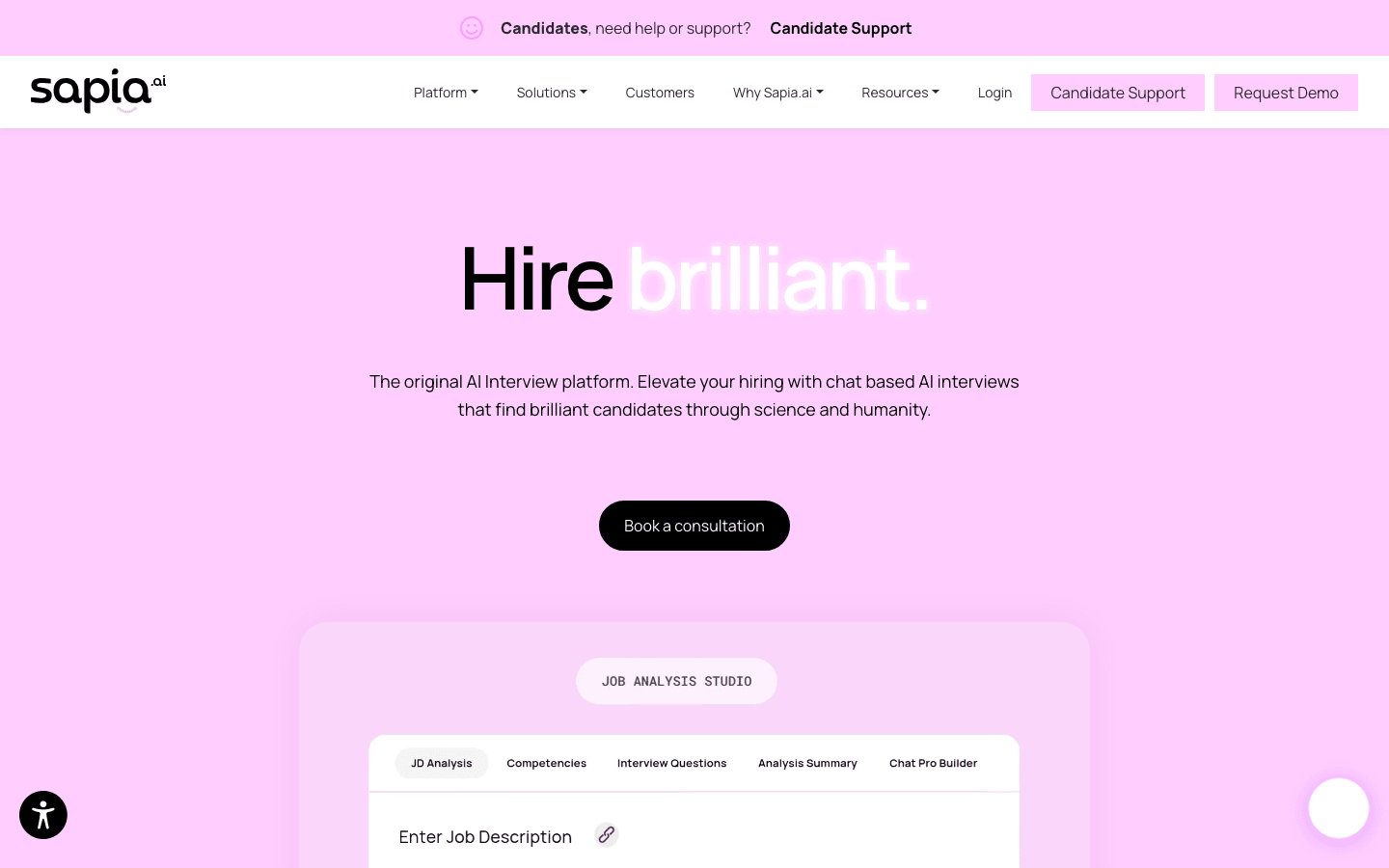 Official Sapia.ai public page screenshot captured on May 17, 2026