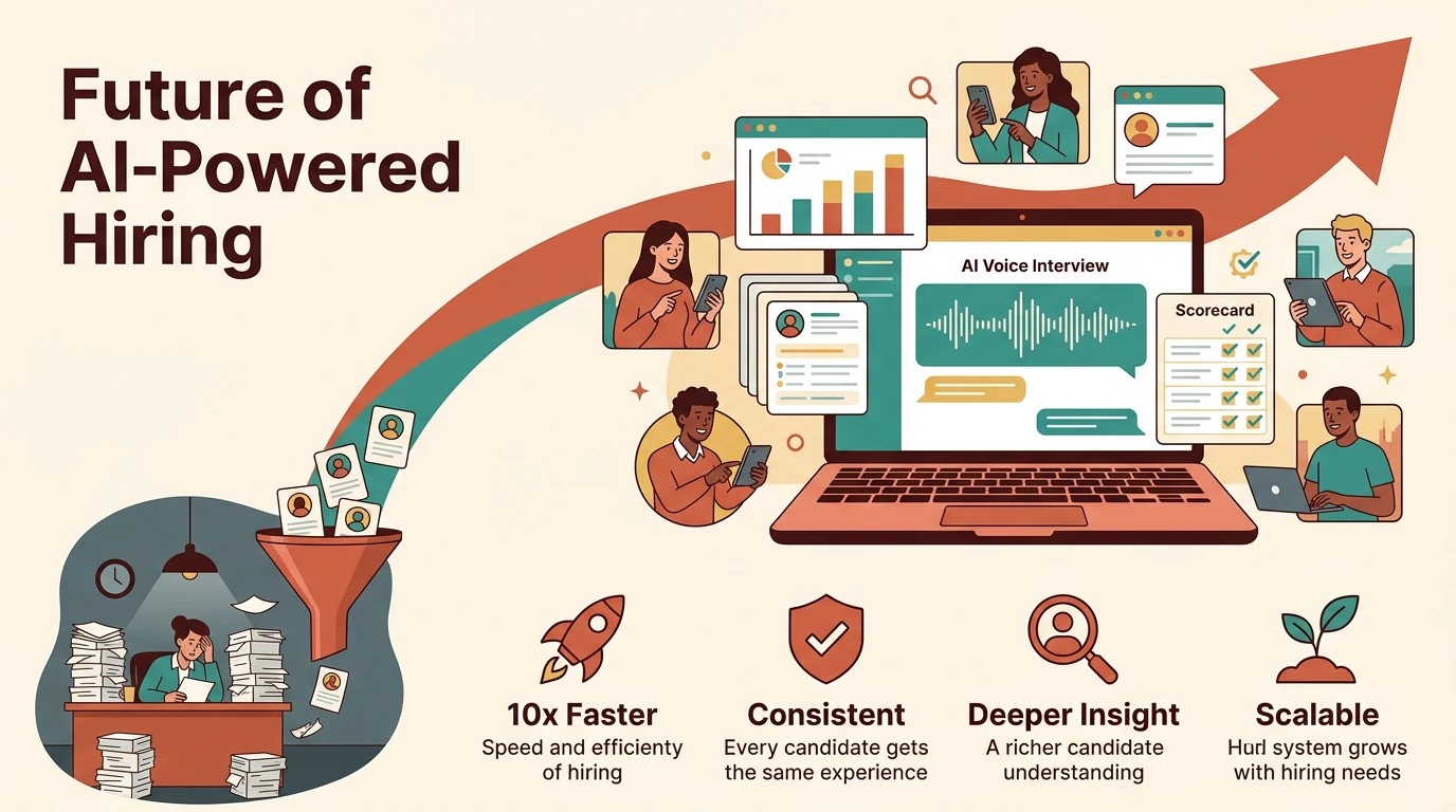 The future of AI-powered hiring — 10x faster, consistent, deeper insight, and scalable across every device and candidate