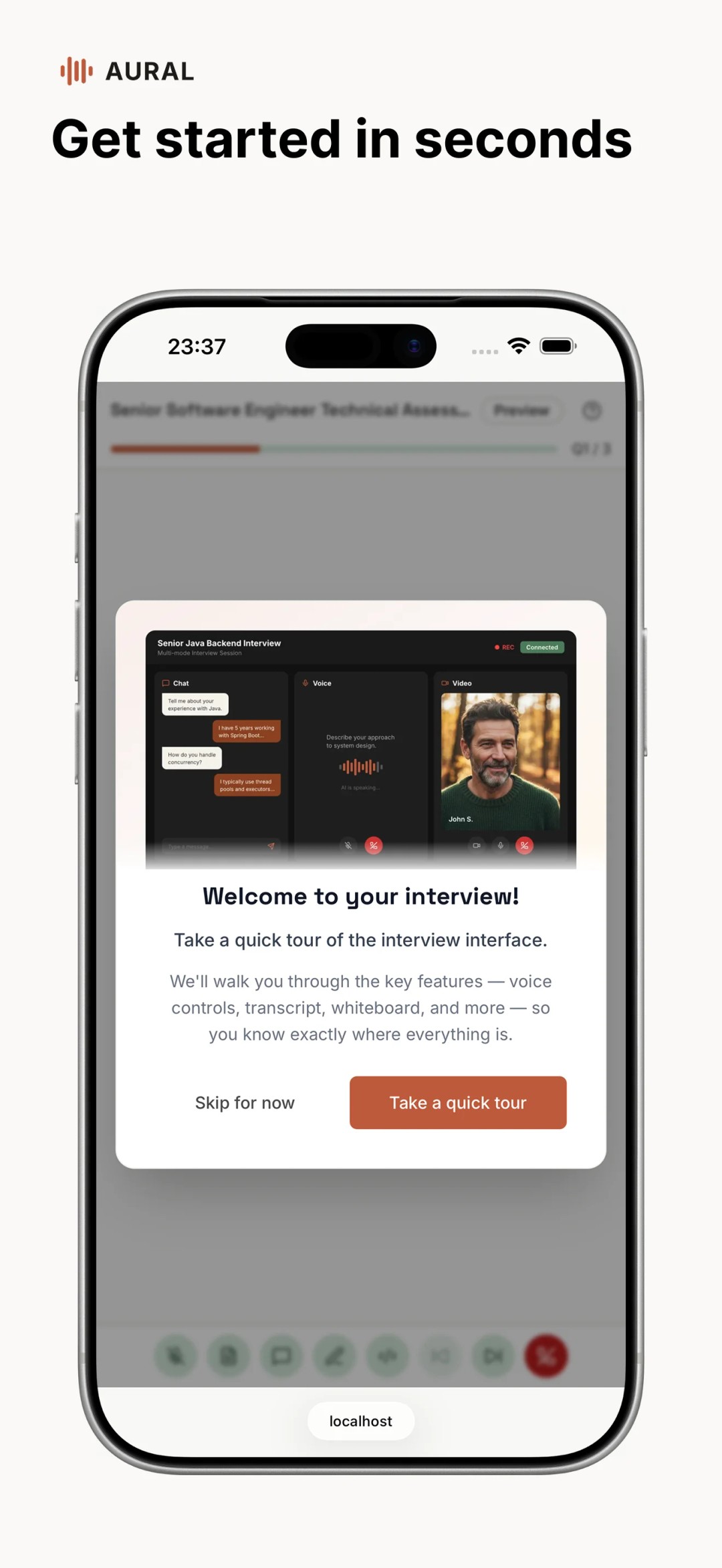 Aural mobile app — AI interview session